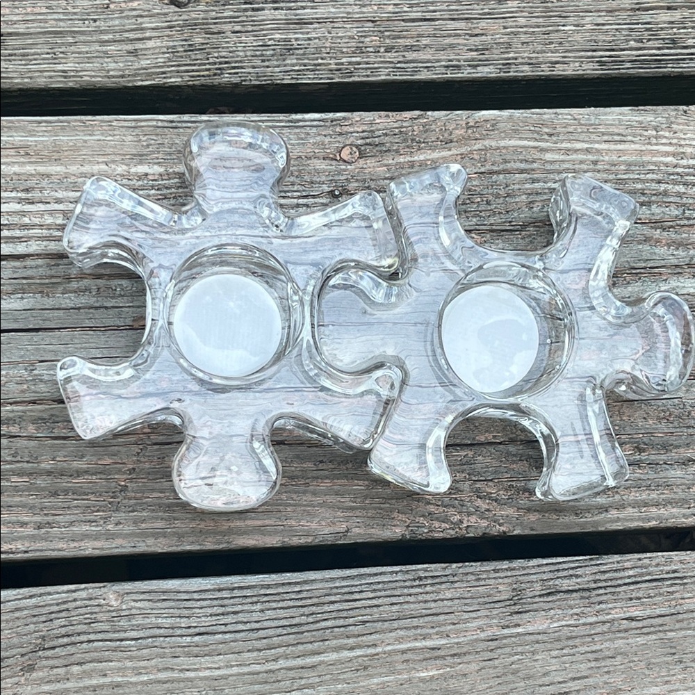 Puzzle Two-Piece Lead Crystal Candle Holders
